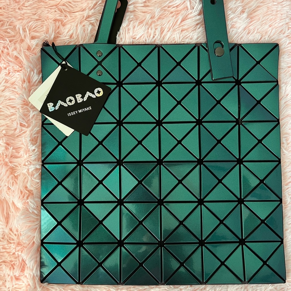 Issey Miyake Teal Geometric Tote